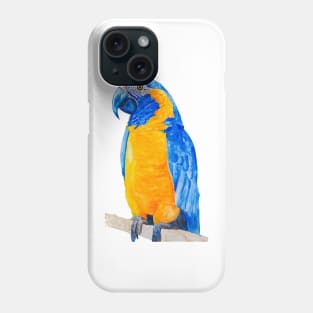 blue throated macaw parrot bresil watercolor art print Phone Case