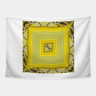 square format design in shades of yellow and grey Tapestry