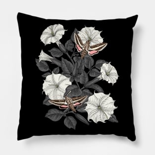 Moonflowers and sphinx moths Pillow