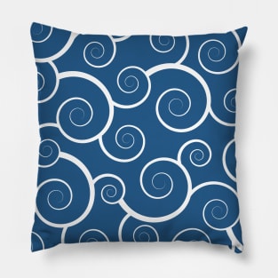 Blue Spiral Waves Pillow