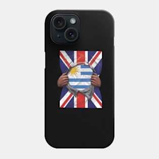 Uruguay Flag Great Britain Flag Ripped - Gift for Uraguyan From Uruguay Phone Case