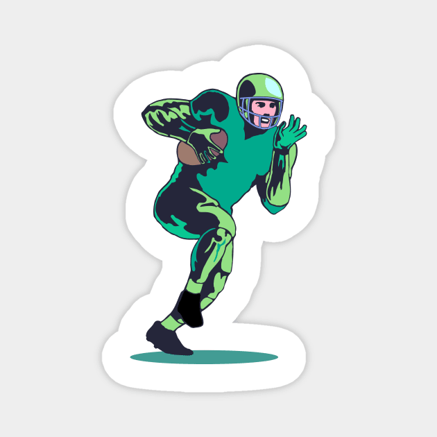 Running Back Rushing Ball Retro Magnet by retrovectors