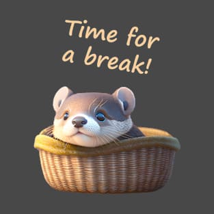 Cute Otter Baby in a basket T-Shirt