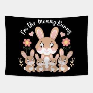 Adorable Mommy Bunny and Babies Springtime Love Design Tapestry