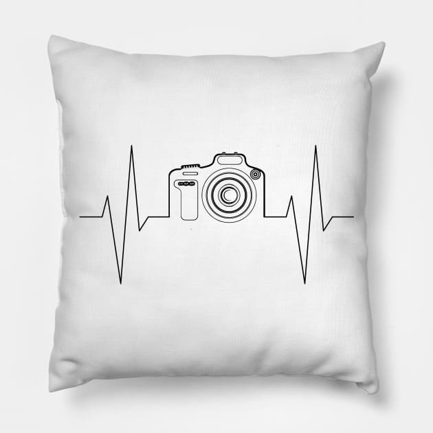 Camera heartbeat t-shirt Pillow by RedYolk