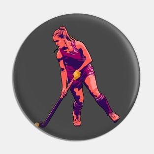 Field Hockey Player (Sunset Orange & Burgundy) Pin