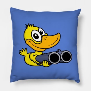 Cool yellow duck with a gun is hunting you Pillow