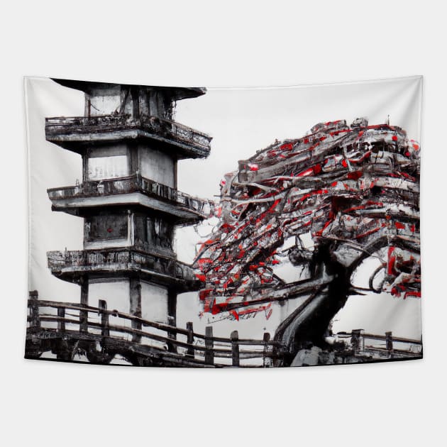 Japan tower bridge Tapestry by maxcode