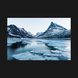 Wintertime - Ice Floating on Lake in Innerdalen Valley on Cold Sunny Winter Day T-Shirt