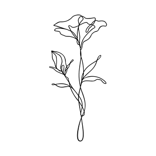 Wildflower Line Art | Floral Botanical Minimalist Lineart T-Shirt