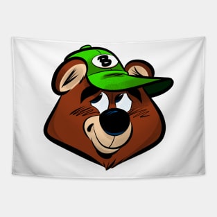 Bashful Bear (Green cap) Tapestry