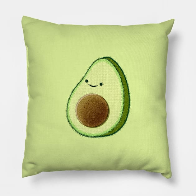 Cute Avocado Drawing Pillow by Braznyc