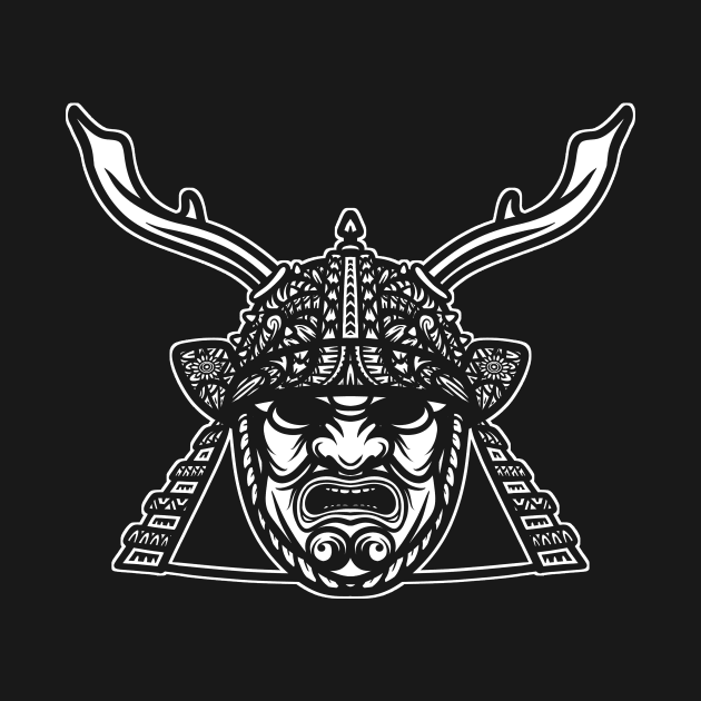 Samurai Kabuto Helmet Tribal by Barabarbar artwork