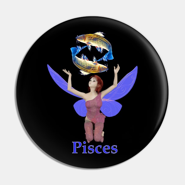 Pisces fairy girl gazing at spinning twin fish Pin by Fantasyart123