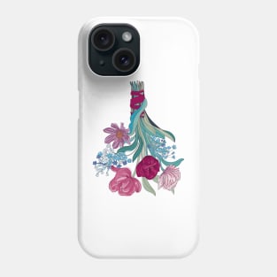 Spring flowers bouquet in cobalt and carmine, muted tones Phone Case