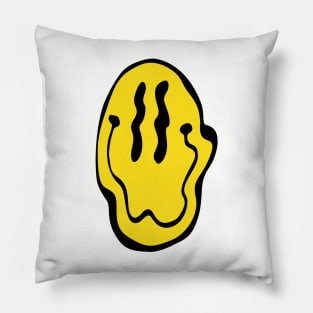 "Tripppy Smiley" (Yellow Trippy Acid Smiley Face) smiley face merch Pillow