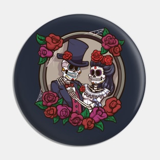 Sugar Skull Skeleton Couple Pin