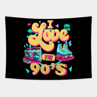 I Love The 90s Vibes Retro Party 1990's I Heart The Nineties Tapestry