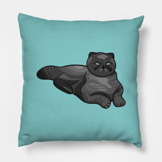 Dark Gray Cat Pillow by Kelly Louise Art