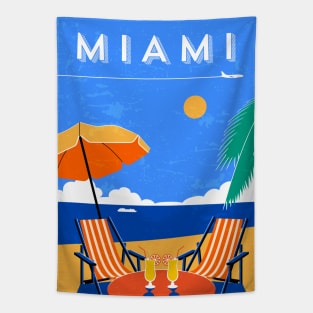 Miami beach, USA - Retro travel minimalistic poster Tapestry