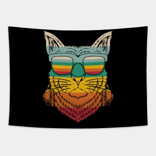 Retro Cat With Glasses Tapestry