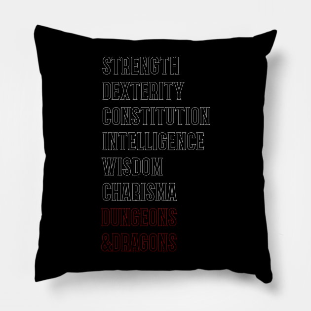 Rollplay Guild: Critical Stats (Outline) Pillow by Rollplay Guild