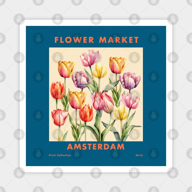 Flower Market Amsterdam Magnet by edmproject