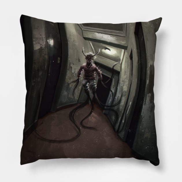 There is something on the third floor Pillow by Danny Ingrassia Art