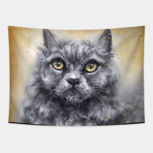 Painting of a Fluffy Blue Persian Cat Tapestry