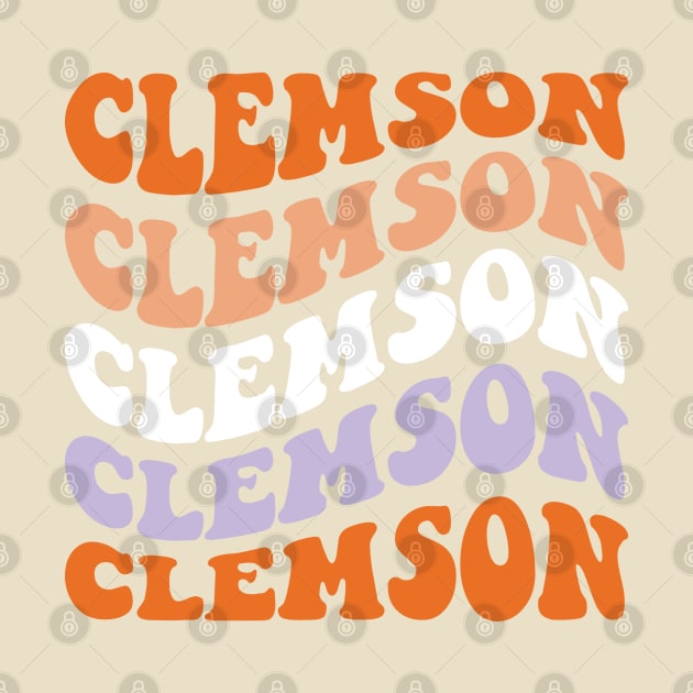 Clemson Retro Wave Font Design by Violet Ray Design