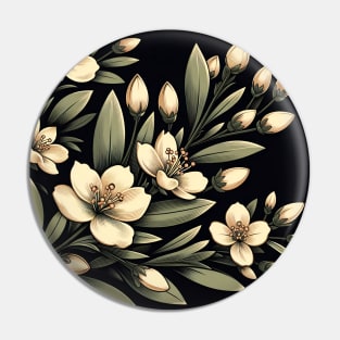 Olive Floral Illustration Pin