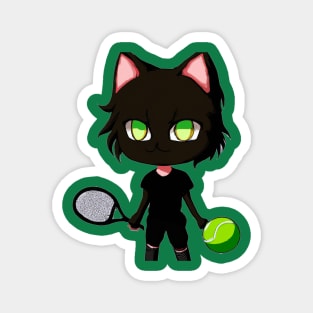 Black Cat Tennis Magnet