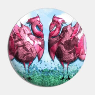 Mirroring, pink birds Pin