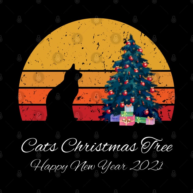 Cat christmas tree xmas gift funny by Blue Diamond Store