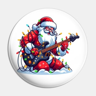 Santa Claus Playing Electric Guitar Pin