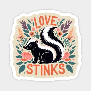 Love stinks, skunk with floral design Magnet