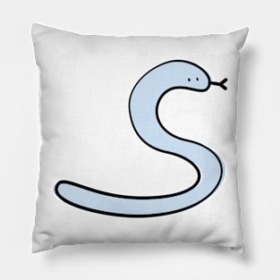 Cute Silly Simple Minimalist Pastel Blue Snake Pillow