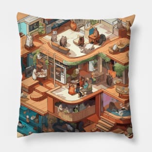 Isometric cat coffee Pillow