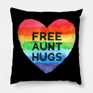 Free Aunt Hugs LGBT Flag Pride Awareness Month Pride Pillow