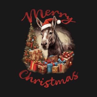 Donkey Merry Christmas Design T-Shirt