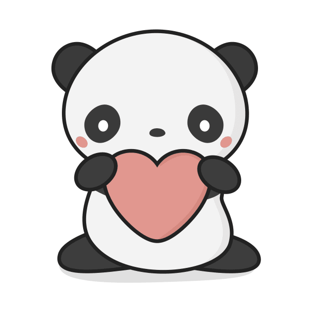 Kawaii Cute Panda With Heart by wordsberry