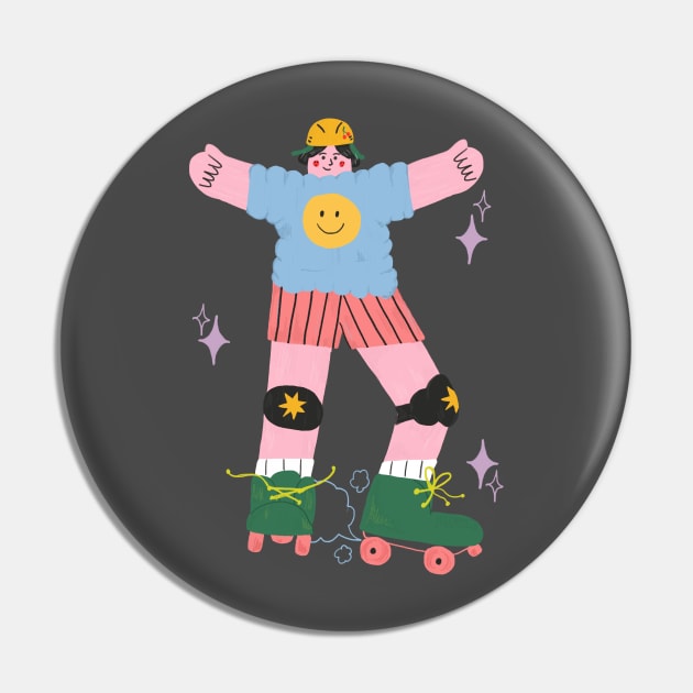 Roller Skate Girl Club Pin by ouiouicathy