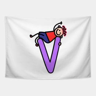 Letter V for Boys alphabet Kids Colorful Cartoon Character Tapestry