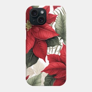 Christmas Vintage Red and White Poinsettia Pattern Phone Case