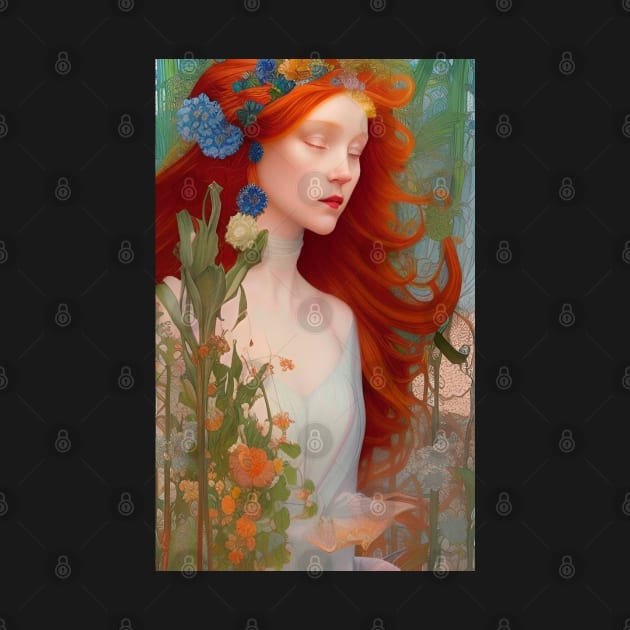 Beautiful Red Haired Floral Goddess Irish by ZiolaRosa