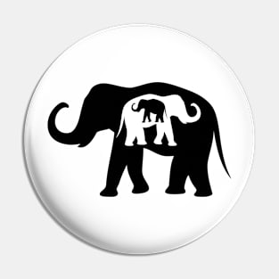 Black And White Elephants Pin