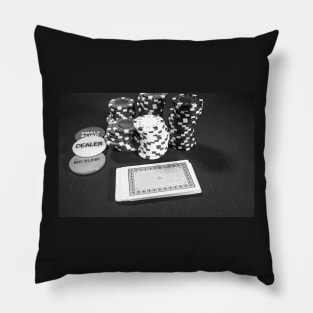 Texas Holdem - Cards, chips and dealer buttons Pillow