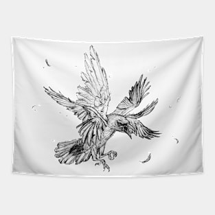 Mutated Crow - Pencil Dark Magic Art Drawing Tapestry