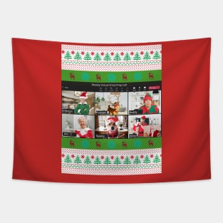 Santa Zoom Call Tapestry