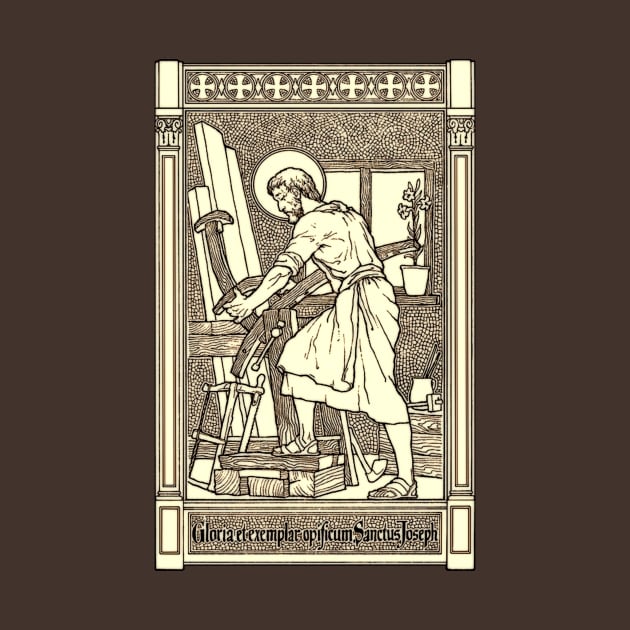 Saint Joseph the Worker Woodblock Print by Catholicamtees